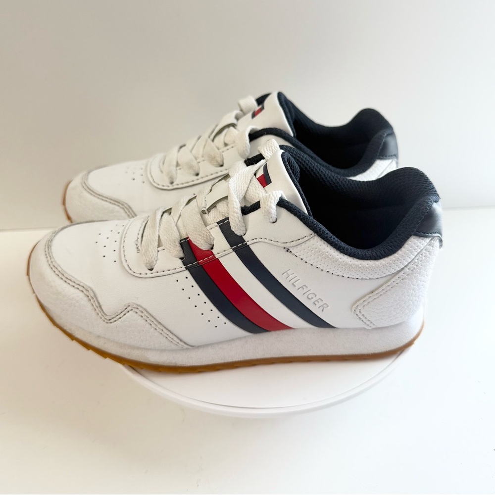 Tommy Hilfiger Kids White Sneakers with Navy and Red Accents